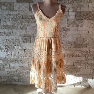 Me 2 Magic Anthropologie Orange & Green Floral Sleeveless Sundress